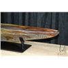 Image 4 : Steven Maslach, cast glass, custom made, commissioned sculpture titled "Amber Longboat", 6.25" H X 4