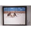 Image 2 : Allen Sapp, framed acrylic on canvas painting, Cutting wood/ coffee time, 24" X 30"