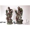 Image 1 : Pair of antique spelter style, resin lamps, each approximately 17" in height