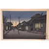 Image 1 : Koitsu Ishiwata, vintage Japanese woodblock print, titled "Twilight AT Choshi, Chiba Prefecture" ove
