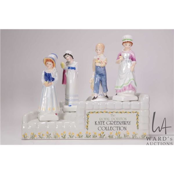 Four Royal Doulton Kate Greenaway collectible figurines including Amy, Lucy, Beth and Tom plus "The 