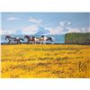 Image 1 : Allen Sapp, birch wood framed acrylic on canvas painting, Wild horse, 24" X 18"