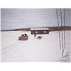 Image 1 : Allen Sapp, framed acrylic on canvas painting, Bringing home a load of wood, 24" X 30"