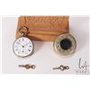 Image 2 : Antique pocket with white enamel dial, sunk second sweep, Roman numerals, key wind and includes two 