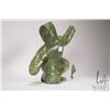 Image 2 : Inuit hand carved green serpentine carving of a fisherman with his catch, no artist signature seen, 