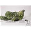 Image 5 : Inuit hand carved green serpentine carving of a fisherman with his catch, no artist signature seen, 