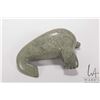 Image 6 : Inuit green soapstone carving of a seal, signed in syllabics and dated 1992, 7" in length