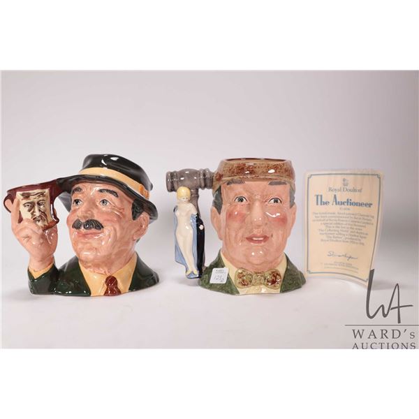 Two Royal Doulton character jugs including "The Auctioneer" D6838 and "The Collector" D6796