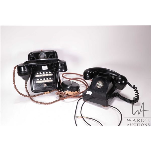 2 vintage phones including an Ericisson Switch board/intercom phone with 10 lines, and a bakelite We