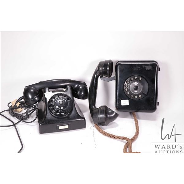 2 Vintage phones including PTT bakelite desk phone and an English made Autophone LTD wall phone