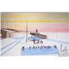 Image 1 : Allen Sapp, framed acrylic on canvas painting, Hockey Night in Canada, 24" X 36"