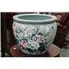 Image 1 : Large Chinese glazed ceramic fish bowl with hand painted florals, birds and insects, 16" in diameter