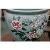 Image 2 : Large Chinese glazed ceramic fish bowl with hand painted florals, birds and insects, 16" in diameter