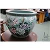 Image 3 : Large Chinese glazed ceramic fish bowl with hand painted florals, birds and insects, 16" in diameter