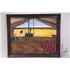 Image 2 : Allen Sapp, framed acrylic on canvas painting, Tent with red and black blanket, 20" X 16"