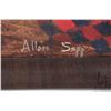 Image 3 : Allen Sapp, framed acrylic on canvas painting, Tent with red and black blanket, 20" X 16"