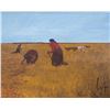Image 1 : Allen Sapp, framed acrylic on canvas painting, Nokum picking senaca root, 20" X 16", dated 2000 on v