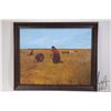 Image 2 : Allen Sapp, framed acrylic on canvas painting, Nokum picking senaca root, 20" X 16", dated 2000 on v