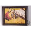 Image 2 : Allen Sapp, framed acrylic on canvas painting, titled on verso "Fixing the Wheel", 12" X 16"