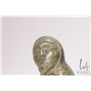 Image 4 : Inuit hand carved green serpentine soapstone kneeling figure, no artist signature seen, 8" in height