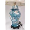 Image 2 : Ginger jar style blue and white porcelain lamp with gold accents, 26" in height