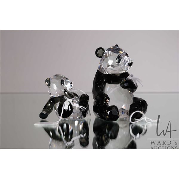 Swarovski crystal "Endangered Wildlife Pandas" 900918, 3 3/4" on biggest panda