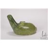 Image 2 : Appa Geeta, artist signed, hand carved green serpentine walrus figure, 8" in length