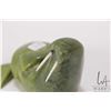 Image 3 : Appa Geeta, artist signed, hand carved green serpentine walrus figure, 8" in length