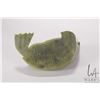 Image 5 : Appa Geeta, artist signed, hand carved green serpentine walrus figure, 8" in length