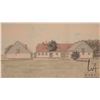 Image 1 : Juhlke, framed coloured pencil drawing of a cottage or farm house, overall dimensions including fram