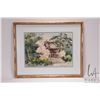 Image 2 : Sun Ying, gilt framed ink and watercolour painting of an Asian pavillion or village house, 10 1/4" X