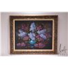 Image 2 : Unidenitified artist, gilt framed oil on canvas still-life lilacs, no signature seen, 21 1/2" X 28"