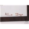 Image 3 : Allen Sapp, framed acrylic on canvas painting, finishing chopping wood, 12" X 9"