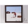 Image 2 : Allen Sapp, framed acrylic on canvas painting, cutting firewood, 10" X 10"