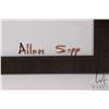 Image 3 : Allen Sapp, framed acrylic on canvas painting, cutting firewood, 10" X 10"