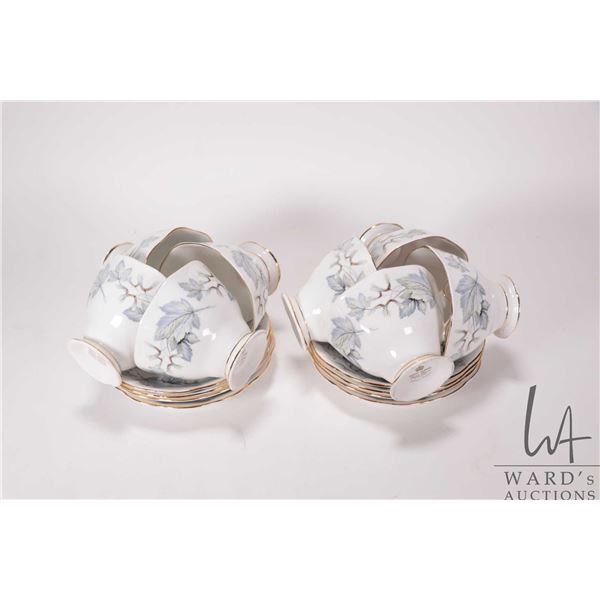 Eight Royal Albert "Silver Maple" teacups and saucers