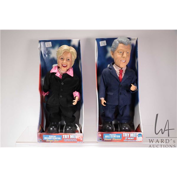 Two talking dolls including Senator Hilary Clinton, working at time of cataloguing and President Bil