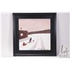 Image 2 : Allen Sapp, framed acrylic on canvas painting, pulling buddy on a sled, 10" X 10"