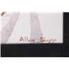 Image 3 : Allen Sapp, framed acrylic on canvas painting, pulling buddy on a sled, 10" X 10"