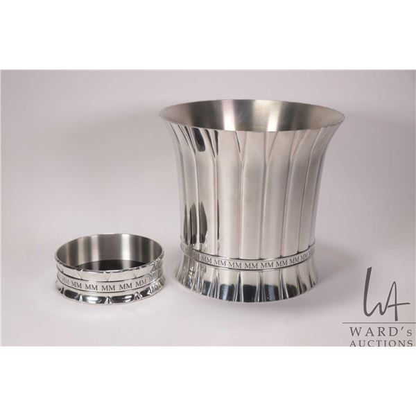 Royal Solanger pewter and silver tone ice bucket and wine slide
