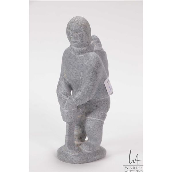 Karl Kristoffersen, Inuit signed soapstone of a mother and child, 6 1/2" in height