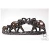 Image 1 : Hand carved soapstone trio of elephants, no artist signature seen, 17 1/2" in length