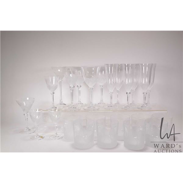 Large selection of J. G. Durand "Florence" French crystal stemware including champagned flutes, wine