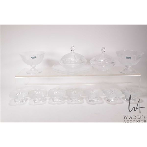 Selection of J.G. Durand French crystal including two lidded dishes, two small comports, two 7 1/2" 