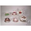 Image 1 : Royal Albert "Poinsettia" teapot and four matching cups and saucers plus four cups and saucers inclu