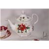 Image 2 : Royal Albert "Poinsettia" teapot and four matching cups and saucers plus four cups and saucers inclu