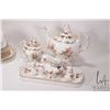 Image 2 : Royal Chelsea tea set including teapot, cream and lidded sugar, set of shakers, sandwich plate, four