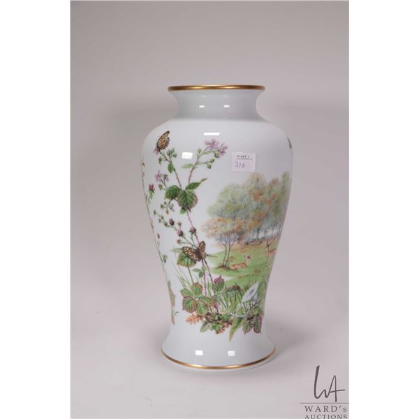 Franklin Mint limited edition porcelain vase "The Autumn Glen Vase" by Peter Barrett, 12 1/2" in hei