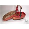 Image 3 : Vintage woven Chinese basket with red and black laquer and fish motif decoration, 15" L X 10 1/2" X 