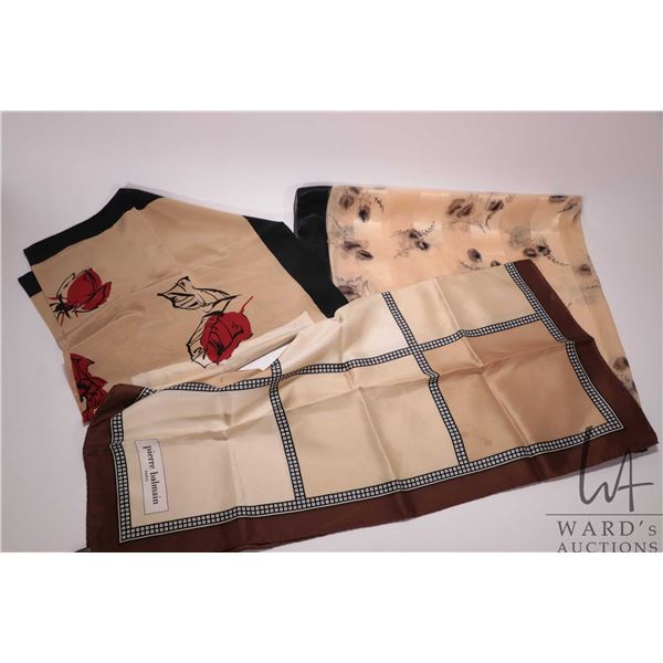 Three ladies scarves including Pierre Blamain pure silk with hand rolled edge. All appear in good sh